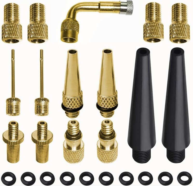 Fahrradpumpenadapter, Ventiladapter für AV DV SV Fahrradreifenpumpen, mit Kompressoraufblaskopfadapter (25 Stück)