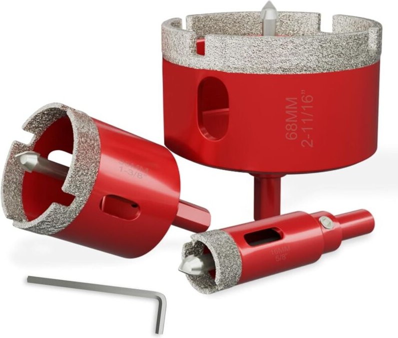 3-tlg Diamant Lochsäge mit Zentrierbohrer(16 mm, 35 mm & 68 mm) Ideal für präzises Bohren in Porzellan, Keramik, Granit,...