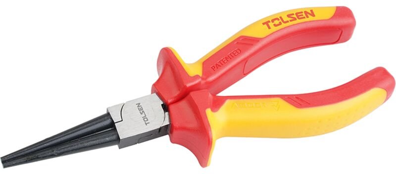 Isolierte Rundzange der Marke HERRAMIENTAS, Chrom-Vanadium-Stahl, Griffe aus Zweikomponentenmaterial