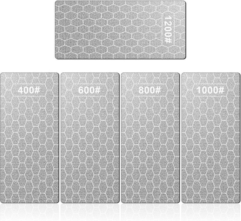 Diamant-Schleifstein, 5 Stück Messerschärfstein mit extra feiner/grober Platte und rutschfester Unterseite, Körnung 400/...