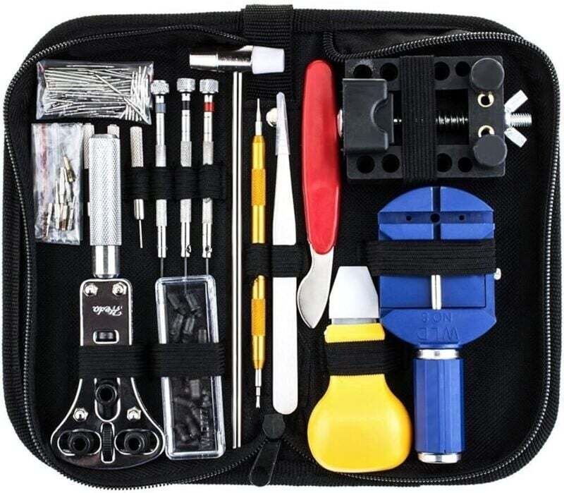 Uhrenreparaturset, professionelles Federstegwerkzeug-Set, Armbandstiftwerkzeug-Set mit Tragetasche