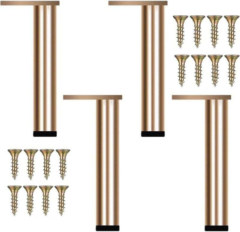 Vtizikl 4pcs Pieds de Meuble Doré Métal Réglable, Pied Canapé Moderne, Pieds Rechange pour Table Basse, Meuble TV, Armoi...