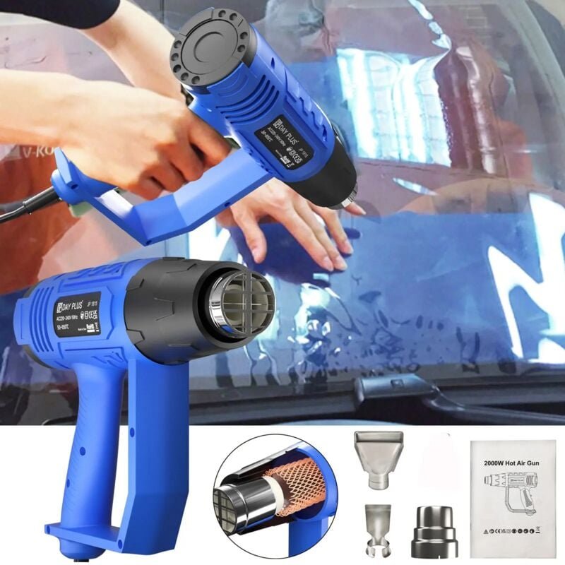 Hochleistungs-Heißluftpistole 2000w Tapetenablöser 2 Temperaturen + 3 Düsen