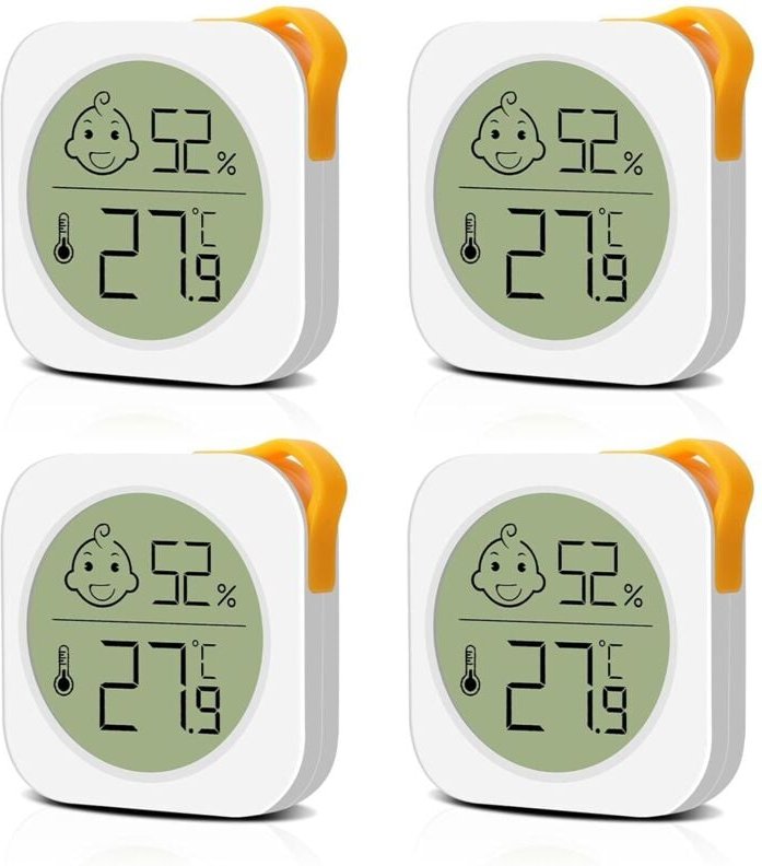 Set mit 4 Innenthermometern - Mini-Digital-LCD - Hygrometer - Für Wohnzimmer, Schlafzimmer, Büro, Kinderzimmer usw.