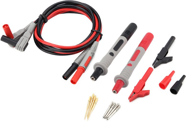 Messleitungssatz für das elektronische Digitalmultimeter P1300B mit Krokodilklemmen und austauschbaren Messspitzen