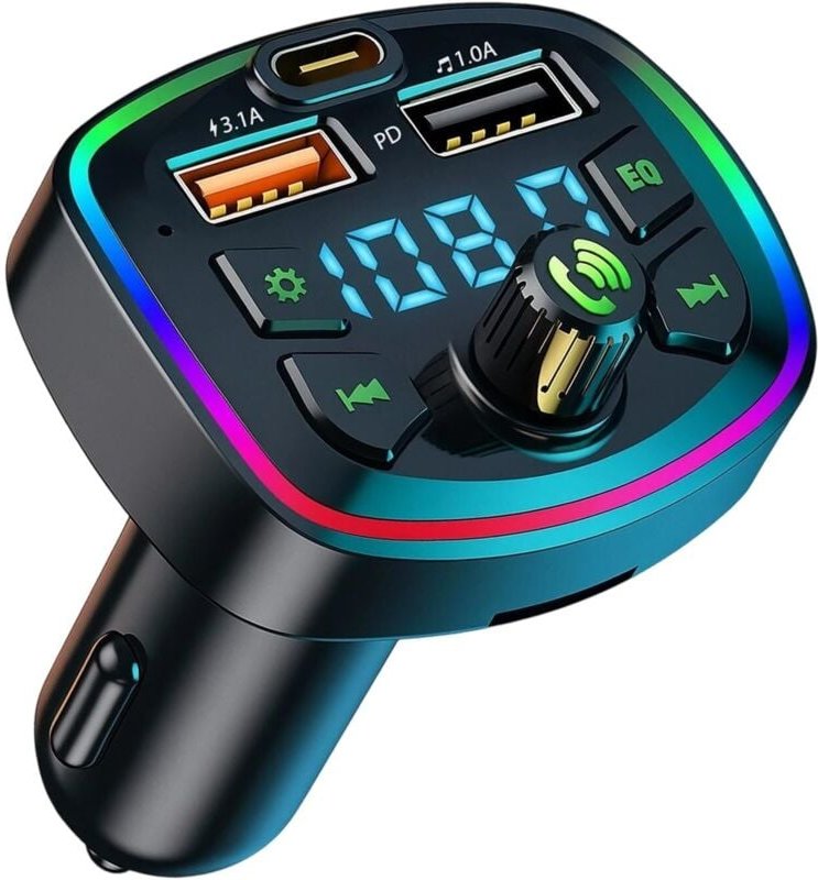 Bluetooth-Autoradio-Transmitter, FM-MP3-Player, Radioadapter, Schnellladefunktion für den Zigarettenanzünder und QC3.0-U...