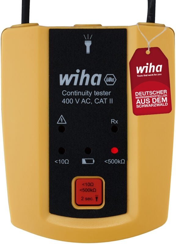 Wiha Durchgangsprüfer mit Ton bis 400 V AC, CAT II inkl. 2x AAA-Batterien I mit Taschenlampenfunktion I LED-Anzeige (452...