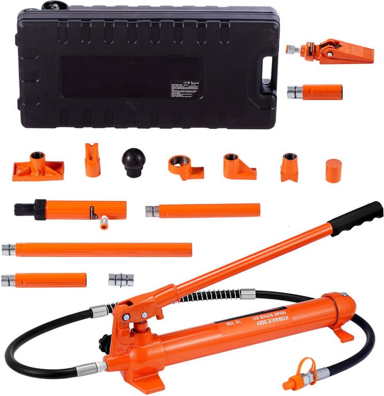 10-Tonnen-Porta-Power-Kit, Hydraulikzylinder mit Pumpe, Wagenheber mit 4,6 ft/1,4 m Ölschlauch, Reparaturwerkzeug für ge...
