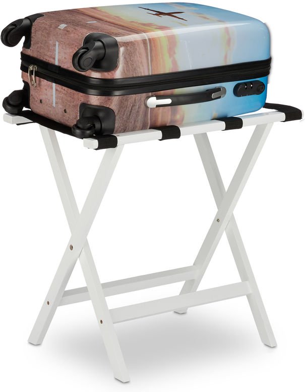 Relaxdays - Kofferständer klappbar, aus Bambus, für Koffer und Reisegepäck, Gepäckablage, HxBxT: 53,5 x 58 x 36,5 cm, we...