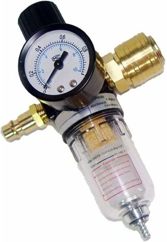Druckminderer, Druckluft-Wartungseinheit, 1/4"-Druckregler mit Wasserabscheider und deutschen Schnellkupplungen für Komp...
