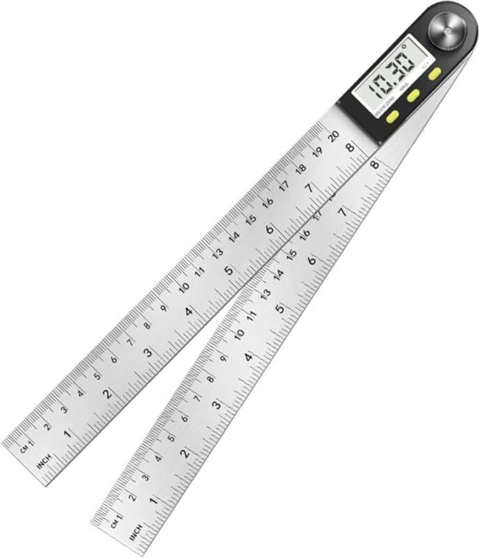 Ersandy - Digitales Winkellineal, Winkelmesser, 0°-360° Winkelmessung, Edelstahl-Winkelmaß mit LCD-Display, Edelstahl-Li...