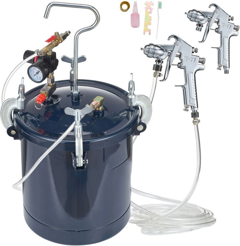 Mophorn Farbsprühdruckbehälter, 10 l/2,5 Gallonen Luftfarbtank, inkl. 1,5 mm und 4 mm Düsen, zwei Spritzpistolen für Ind...