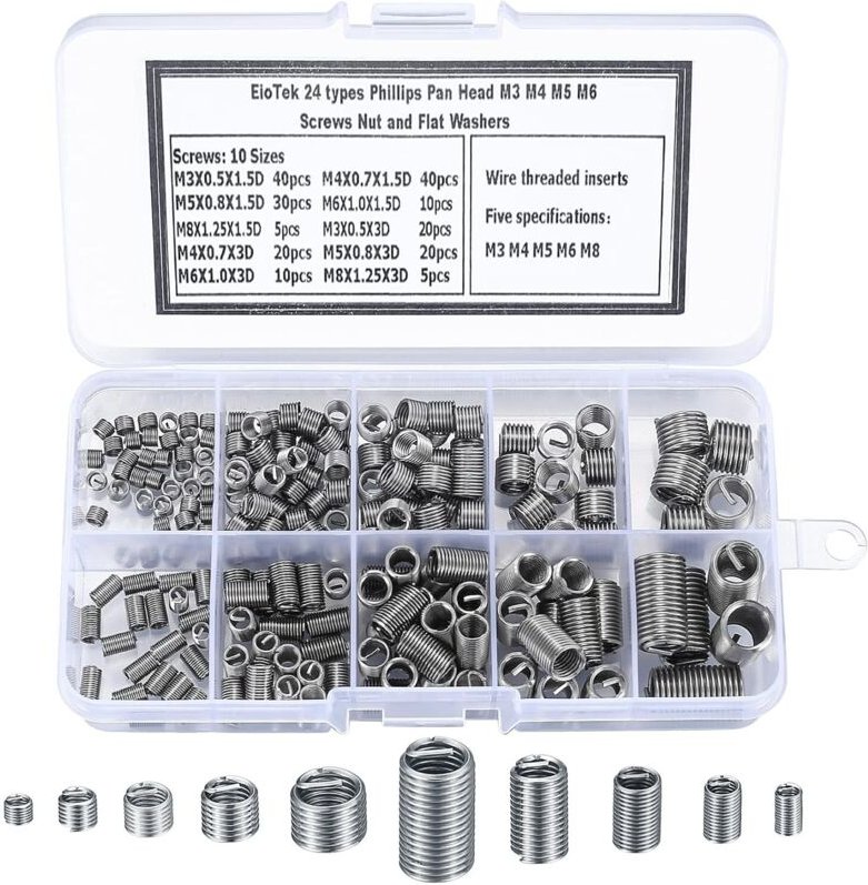 200 Stück selbstschneidende Gewindeeinsätze, Gewindeeinsatzschraube aus Edelstahl, M3 M4 M5 M6 M8 selbstschneidende Schr...