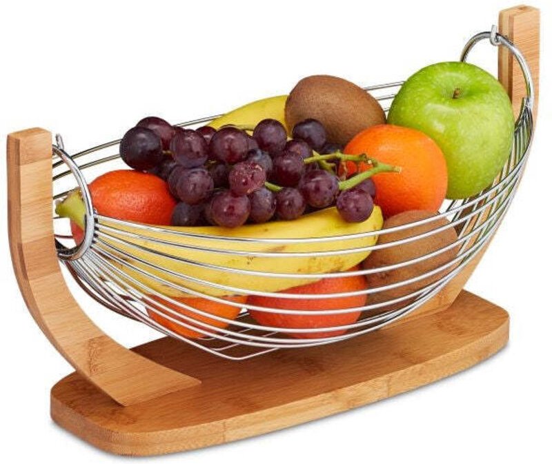 Fruit basket bamboo stainless steel