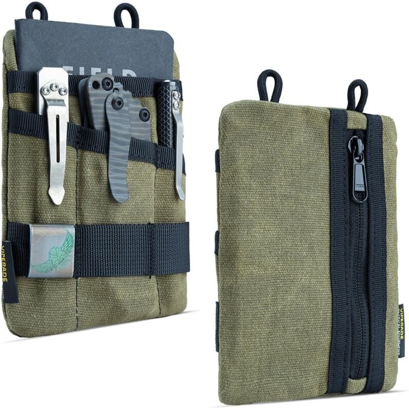 Set aus 2 kleinen EDC-Taschen, gewachste Canvas-Aufbewahrungstasche, kleine Werkzeugtasche mit 5 Fächern, Organizer für ...