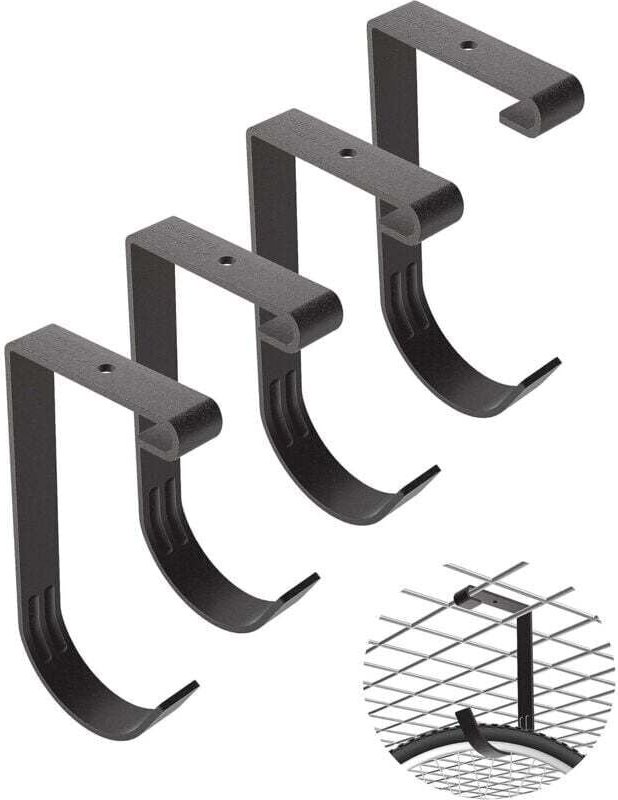 Crochets pour vélos de garage – Support à vélos robuste de 10 x 20 cm à fixer au plafond, accessoires de rangement plats...