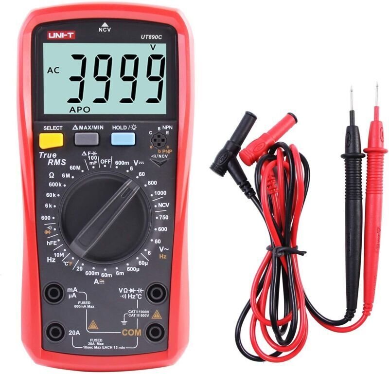 Multimeter, UT890C True RMS 6000 Digitalmultimeter Amperemeter Voltmeter AC/DC-Spannungs-, Widerstands-, Strom-, Kapazit...