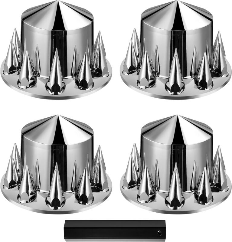 Mophorn - Radkappen für die Hinterachse, Achsabdeckung mit Spikes für Sattelschlepper, galvanisierte ABS-Radmutternabdec...