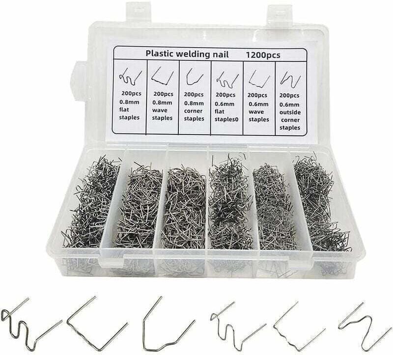 Heiße Heftklammern, 6 Arten, 1200 Stück, Schweißstäbe, Wellen-Heißklammern, Heißhefter, Schweißen von Kunststoffklammern...