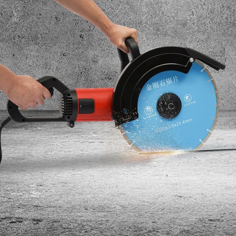 Betonsäge, 3,5KW Steinsäge Elektrische Schlitzfräse Mauernutfräse Wandschlitzmaschine 350mm Sägeblatt für Granit, Porzel...