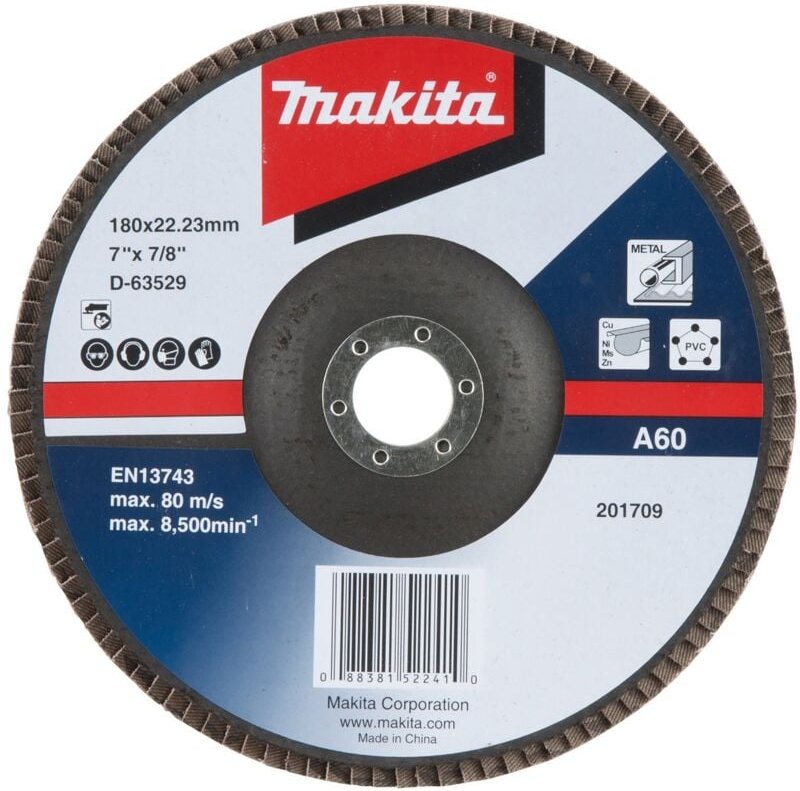 Fächerschleifscheibe 180 mm A60 - D-63529 - Makita