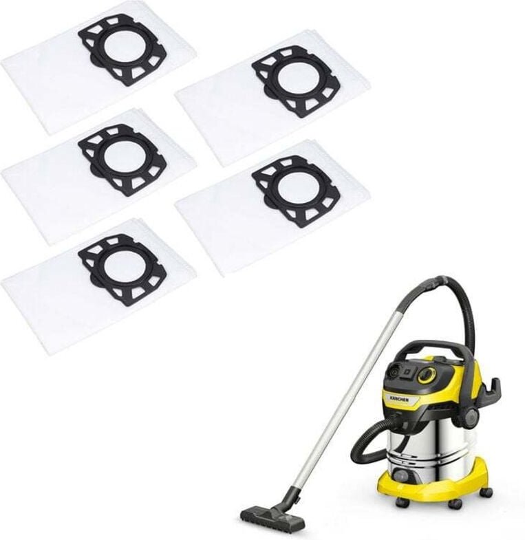 5er-Pack Filterbeutel für Kärcher Staubsauger WD4, WD5, WD6, MV4, MV5, MV6, Ersatzteil-Zubehörset 2.863-006.0