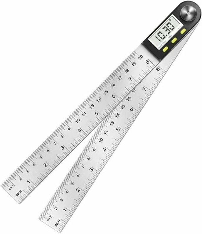 Digitaler Winkelmesser, 0°-360° Winkelmessung, Winkelmaß aus Edelstahl mit LCD-Anzeige, Edelstahllineal für Holzbearbeit...