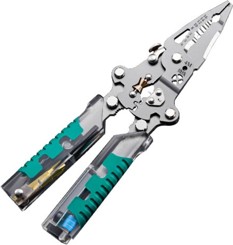 8-in-1 Abisolierzange mit Spannungsprüfer, Multifunktionszange zum Schneiden und Ziehen von Drähten, professionelle Elek...