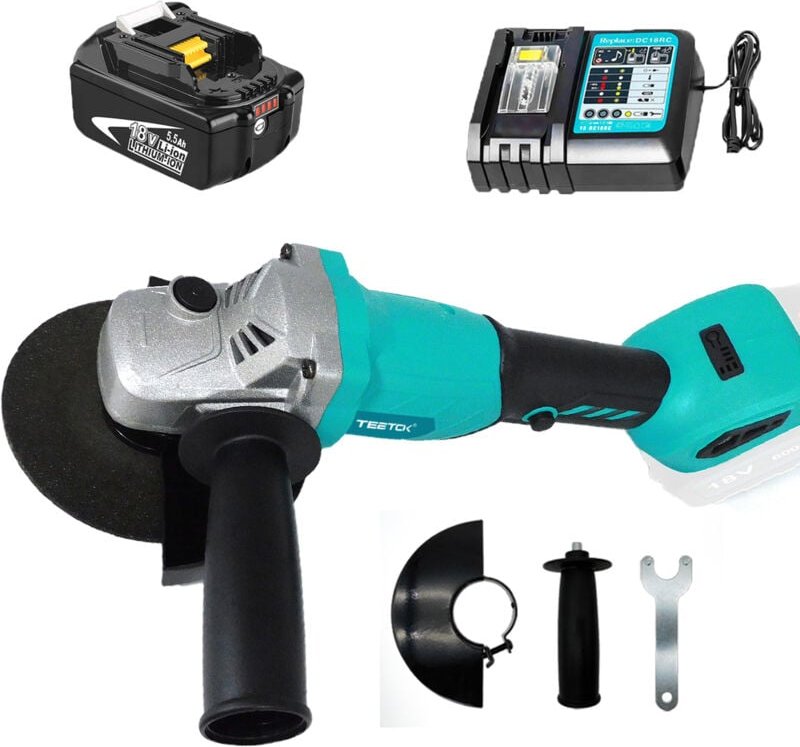 Teetok - Akku Winkelschleifer 125mm Akku-Winkelschleifer Bürstenloser Elektrische Winkelschleifer Werkzeug mit 5.5Ah Akk...