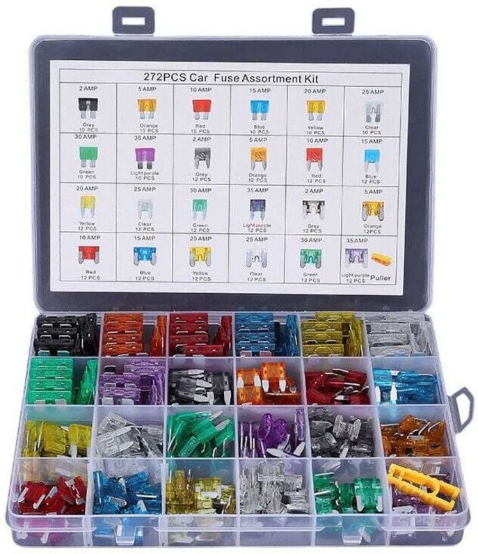 272-teiliges Kfz-Flachsicherungs-Sortiment, Kfz-Sicherungen – Standard, Mini und Mini Low Profile (2A / 5A / 10A / 15A /...