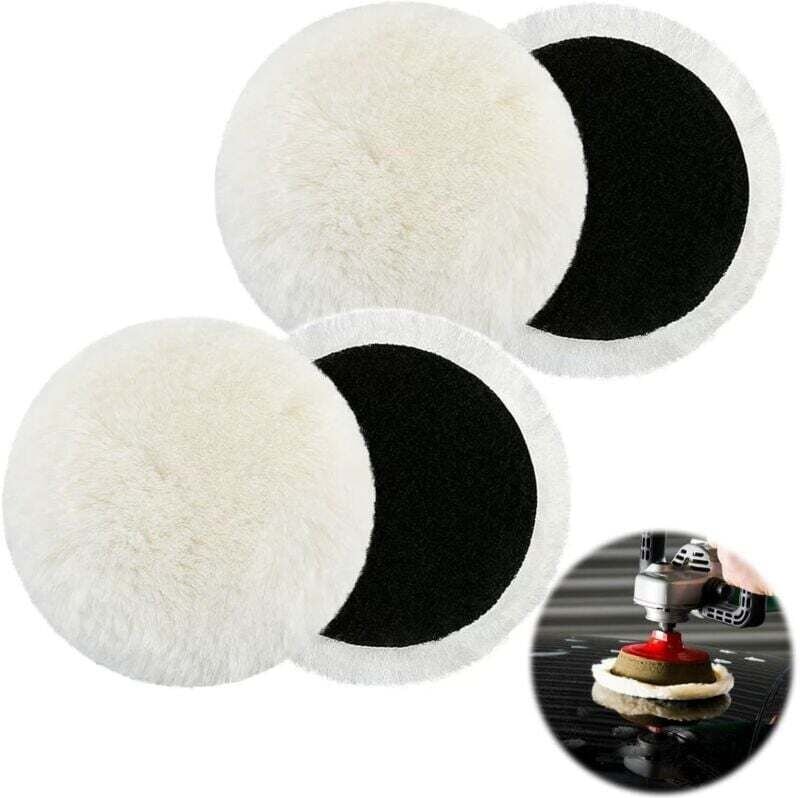 Set mit 4 125-mm-Wollpolierpads, Polierkappen für Exzenterschleifer, für Korkböden