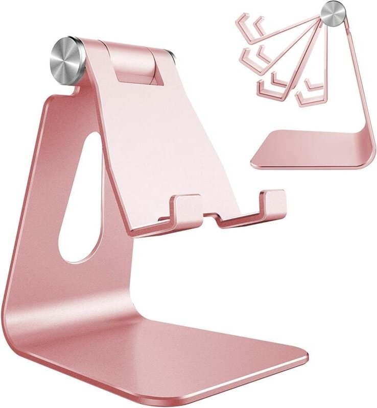 Verstellbarer, pinkfarbener Handyhalter, 74 x 80 x 103 mm, universeller Halter für Handys und Tablets, faltbar und tragb...