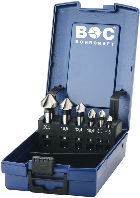 Bohrcraft - Kegelsenker-Satz DIN335C hss Co5 Z=3 6-tlg. i.Kunststoffkassette
