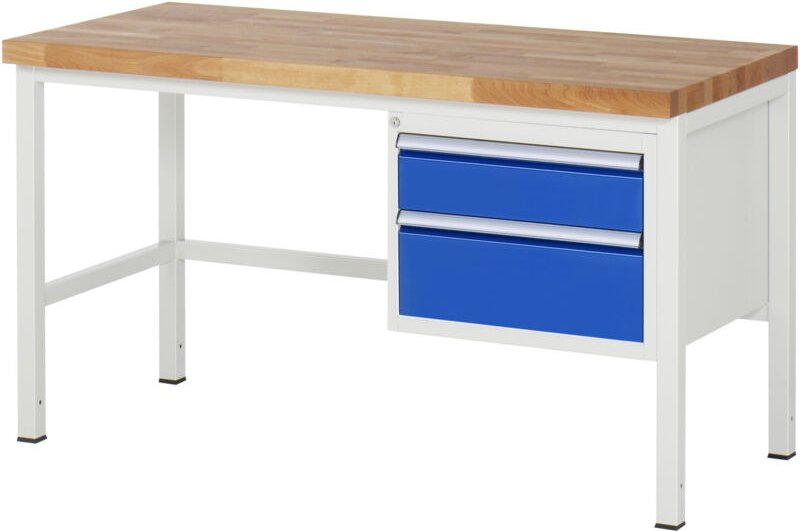 Werkbank höhenverstellbar 8123A1, B1500xT700xH840-1040mm, 2x Schublade-TA - RAU