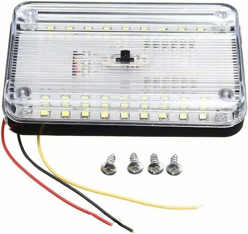 12 V Auto-Innenraum-Dachbeleuchtung, 36 LEDs, Wohnmobil-Beleuchtungslampe mit Knopf, rechteckige Lichtkuppel für Auto, W...
