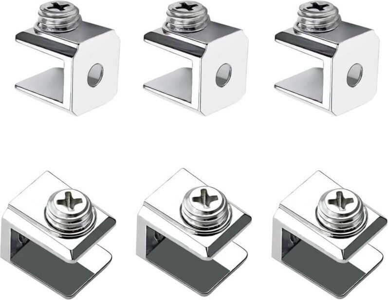 Morsetti per vetro regolabili in lega di zinco KZQ 16 per vetri di spessore 3-8 mm.