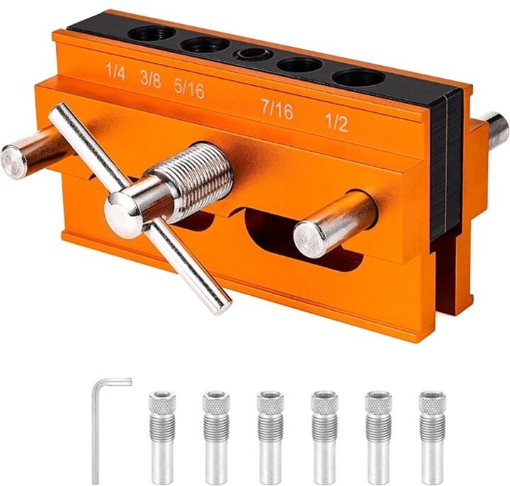 Selbstzentrierende Dübellehre, für gerade Löcher, Holzbearbeitungs-Positionierungsset mit einstellbarer Breite und 6 Boh...