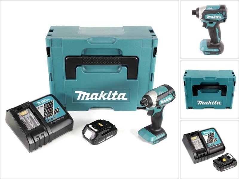 Makita DTD 153 RA1J Akku Schlagschrauber 18 V 170 Nm 1/4" Brushless + 1x Akku 2,0 Ah + Ladegerät + Makpac