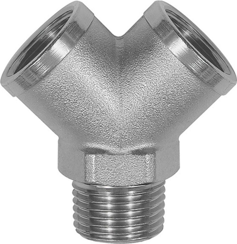 Verteiler, 2fach, r 1/4 ag, Abgänge 2 x g 1/4 ig, Messing vern. - Riegler