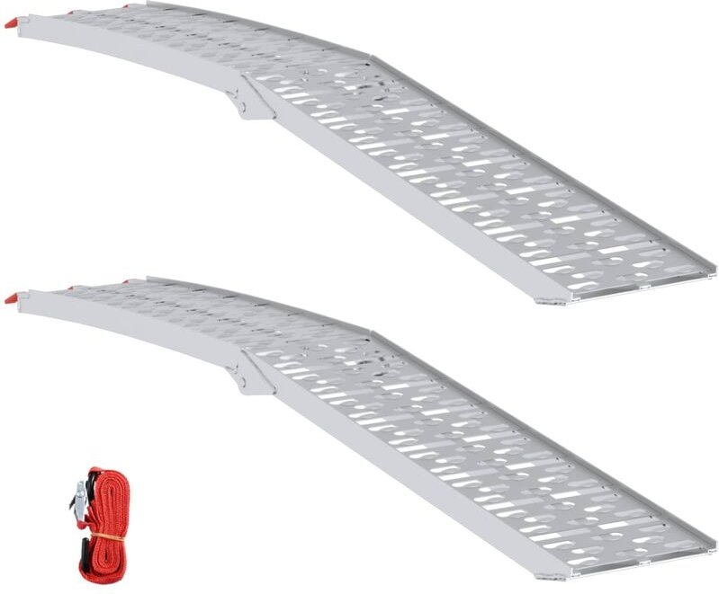 Motorradrampe 680 kg 2 pcs Silber 222 x 28 x 5 cm Aluminium vidaXL