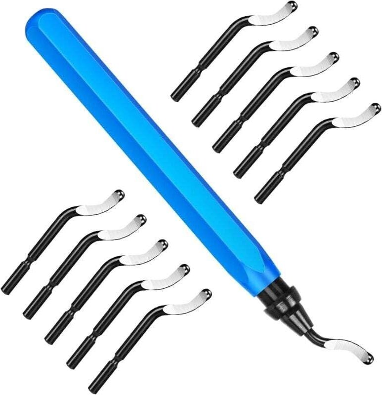 UlisemEburureur Entgratwerkzeug, Gratentferner-Set mit 10 BS1010-Ersatzklingen, manuelles Entgraten, 360° drehbarer Entg...