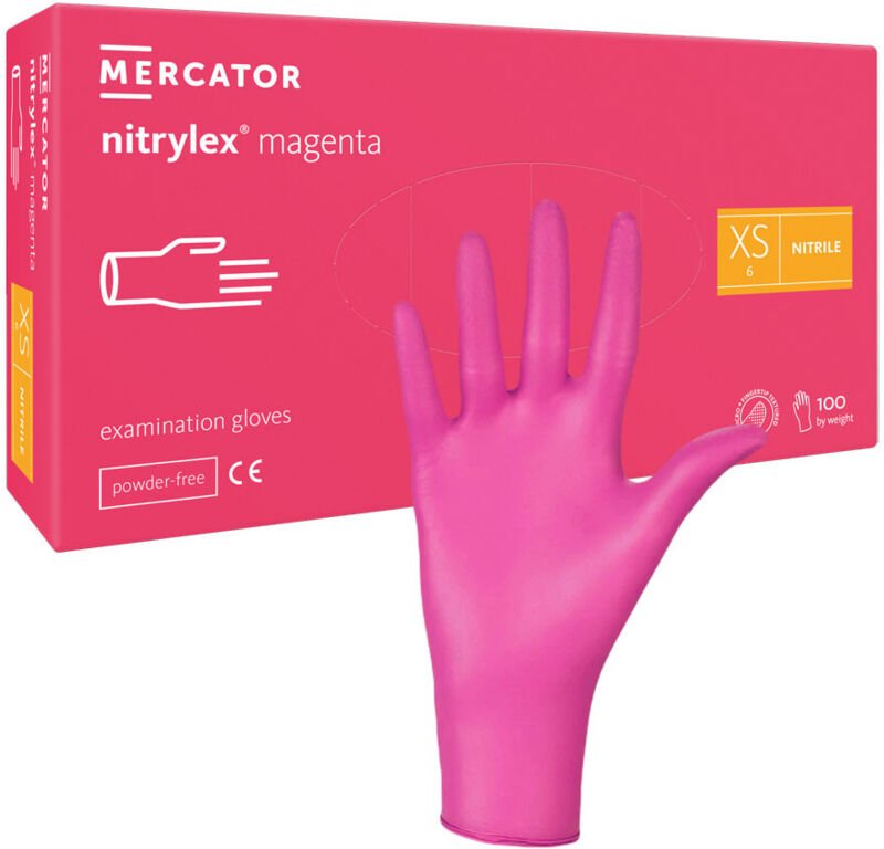 Nitrilhandschuhe XS rosa Mercator Nitrylex Magenta 100 Stück