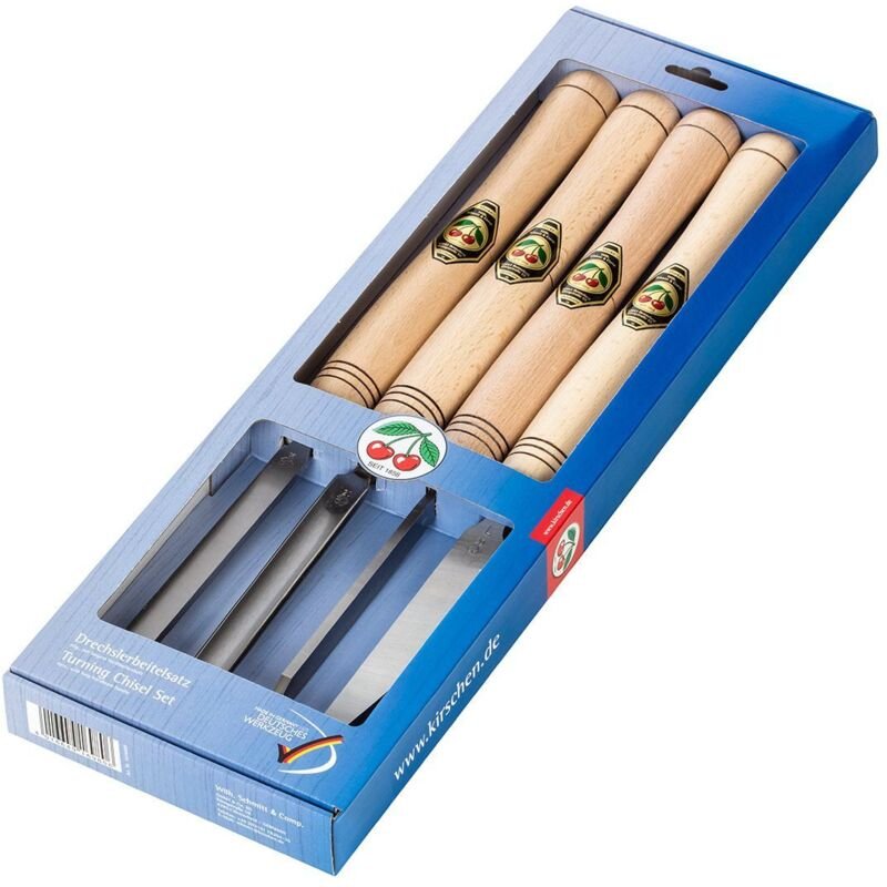 N 1694000 Drechsel Beitel, Stemmeisen Satz 4-tlg, ±HRc61, Heftlänge 30 cm - Kirsche