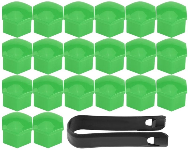 Akozon 20-teiliges farbiges Radnabenmutter-Schraubenabdeckungsset für Universalfahrzeuge (Grün).