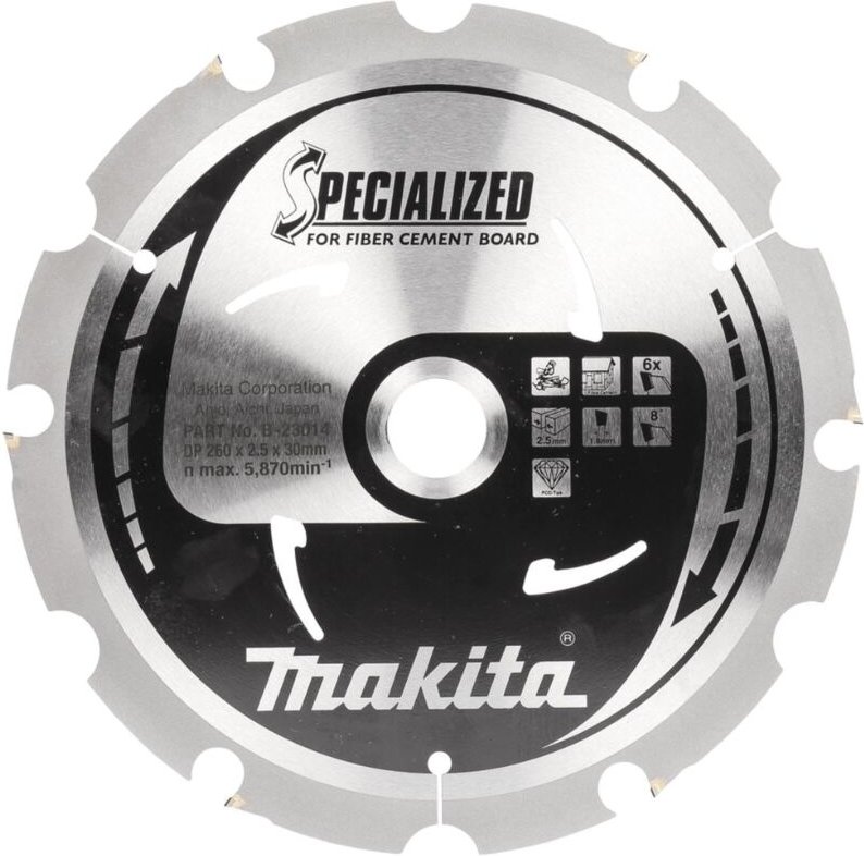 Kreissägeblatt für Faserzement 260 x 30 x 2,5 mm • 6 Zähne - Makita