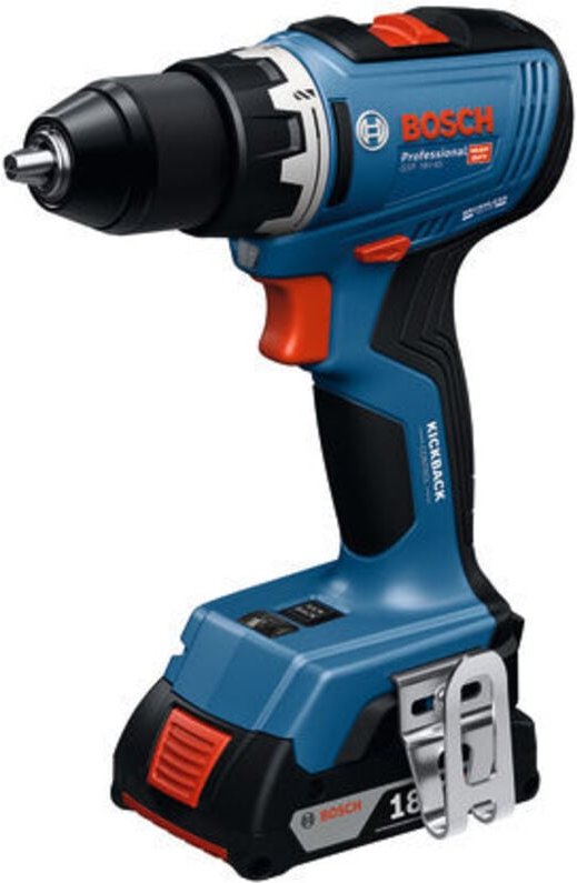 Bosch Werkzeug-Set: GSR 18V-65 + 2 x Akku + 19-tlg. Handwerkzeug-Set in L-BOXX