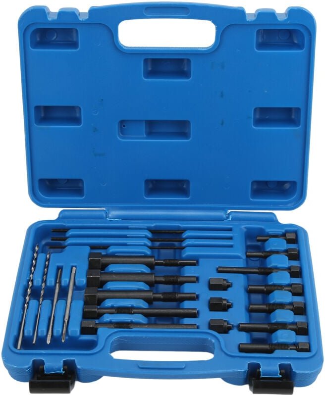 Tragbares Werkzeugset zum Ausbau der Glühkerzenelektroden aus Metall, komplett mit Aufbewahrungsbox, 22-teilig.