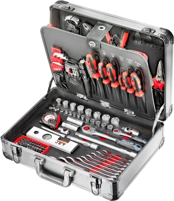 Koffer mit 116 Alu-Mechanikerwerkzeugen 1/4 + 1/2 JET TOOLS - Y-116B
