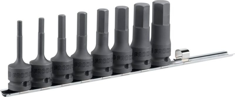 Satz von 8 Schlagschraubendrehereinsätzen 1/2 5-19 mm Facom NSHM.J8