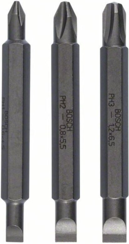 Bosch - Doppelklingenbit-Set 3-teilig S0,6x4,5 PH1 S0,8x5,5 PH2 S1,2x6,5 PH3,60mm